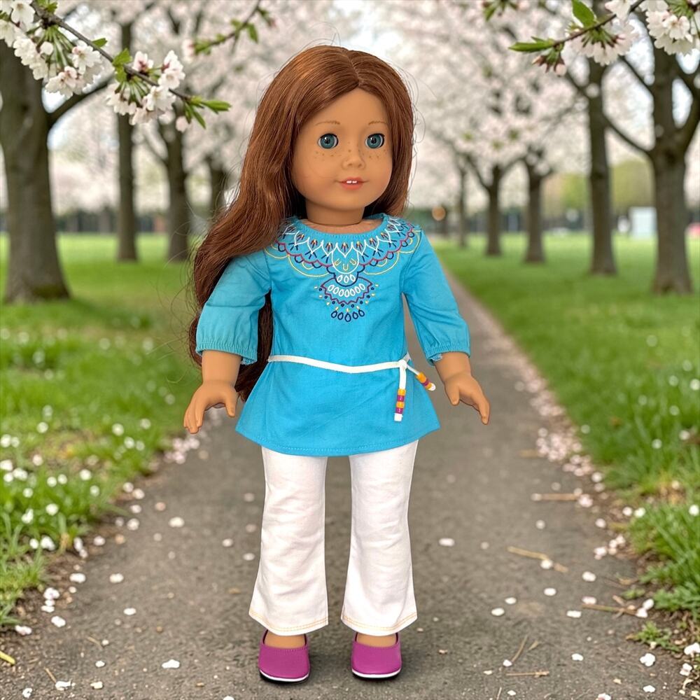 American Girl Saige with Tunic Outfit & Picnic Set
